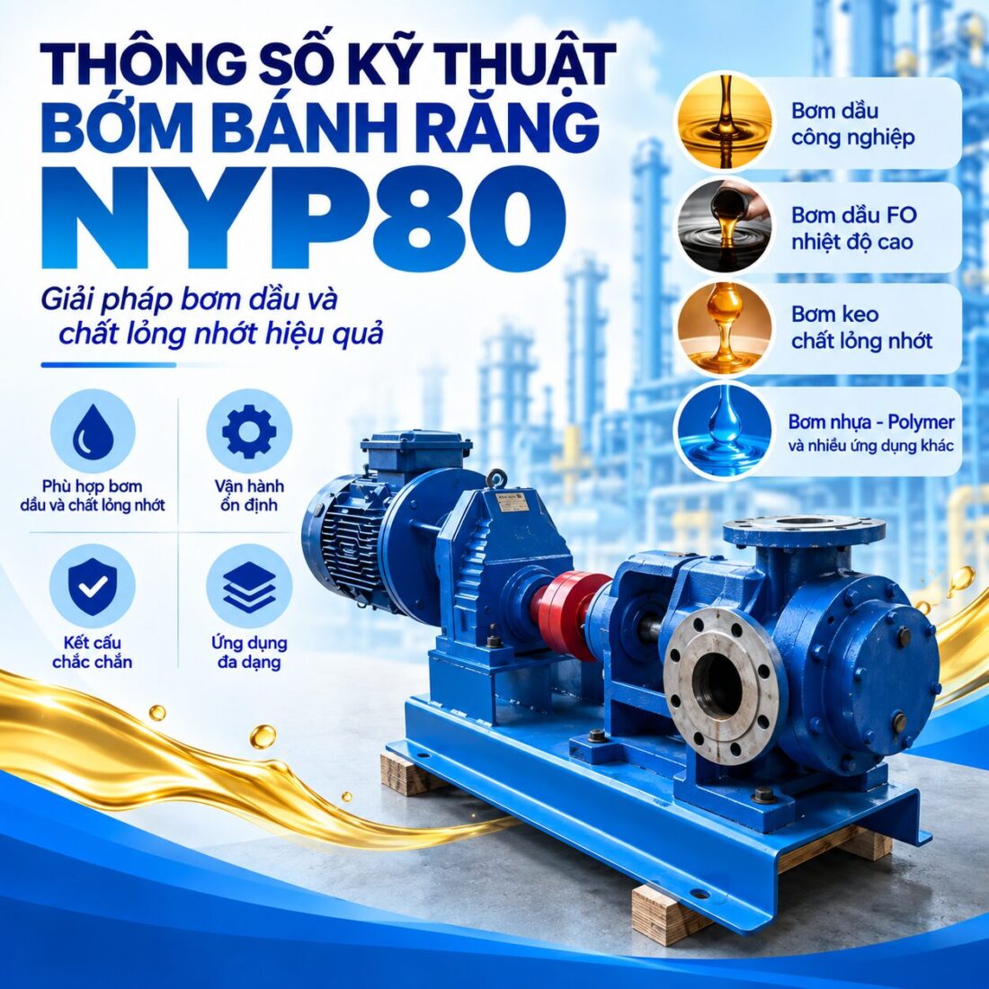 Bơm bánh răng dùng bơm rỉ mật NYP80 2 bom banh rang nyp 80